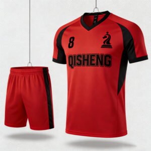 Direct Factory Black and RED Color Team Football Jersey Soccer T-shirt Sets Soccer Wear Uniform Maillot