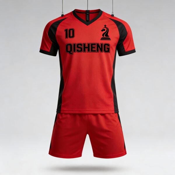 Customized Soccer Jersey Quality Custom Crimson Red AND BLACK Color Blocking Team Football Jerseys Sets