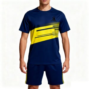 球服反推与改写-(4) 2025-2026 Collection Blue, Yellow & Black Color Blocking Casual Sports Tracksuit