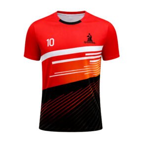 2025-2026 Collection Red, white & brown color blocking Casual Sports T Shirts