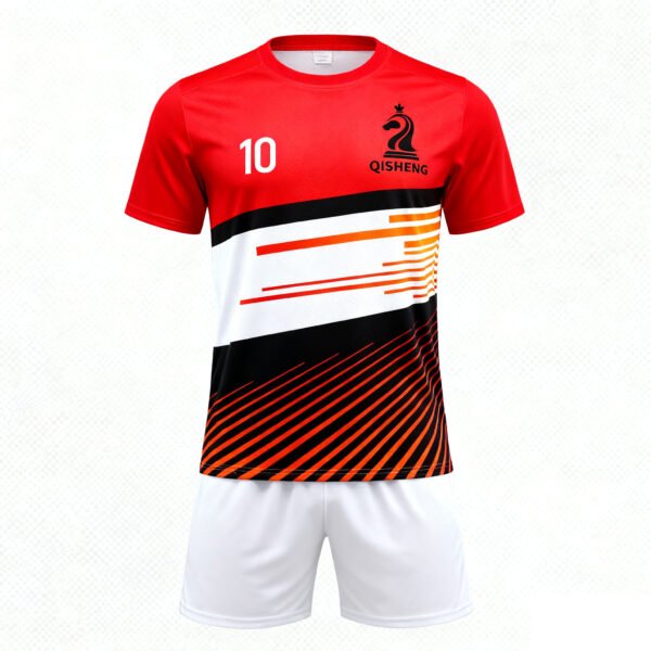 2025-2026 Collection Red and white color blocking with black and orange stripes Casual Sports Tracksuit